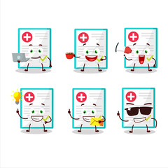 Medical payment cartoon character with various types of business emoticons