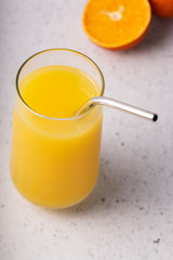 selective focus, fresh orange juice