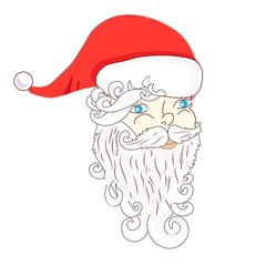 Santa Claus colorful head. Art design element christmas isolated hand drawn object for web, for print