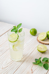 iced lime soda with mint