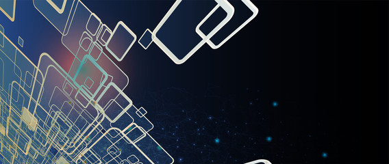 Quantum processing. Deep learning artificial intelligence. Future new technology  for business or science presentation