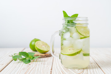 iced lime soda with mint