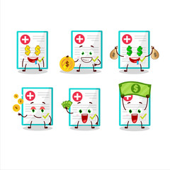 Medical payment cartoon character with cute emoticon bring money