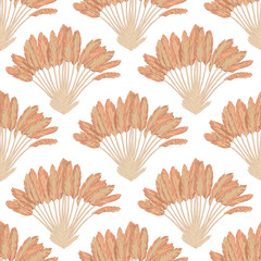 Sand Jungle seamless patterns. Terracotta dusty color pallet tropical plants and geometric abstract elements