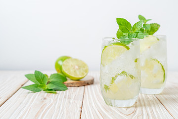 iced lime soda with mint