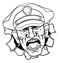 An angry policeman police officer shouting cartoon