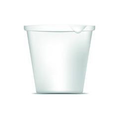 white plastic yogurt cup isolated on white, packaging mock up