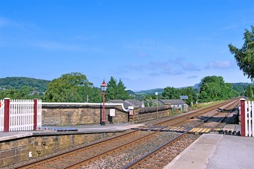 Fototapeta na wymiar Railway in the countryside, Settle, North Yorkshire, England.