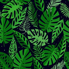 Seamless pattern with tropicalleaves. Background for prints, fabric, wallpapers, wrapping paper..