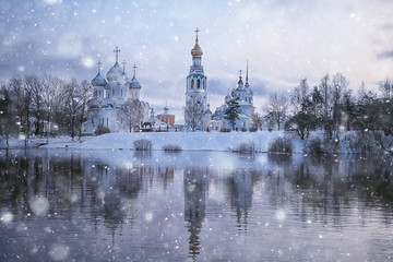 landscape orthodox church of Vologda, historical center of tourism in Russia, christian church landscape