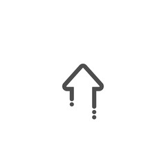black line up arrow with trace icon. Isolated on white. Upload icon.