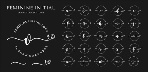 logo for initial / feminine company with black background