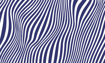 Minimal abstract dark blue and white background. dark blue wavy lines pattern. Optical art, opart striped. Modern waves, geometric line stripes. vector illustration