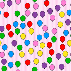 Colorful balloon seamless pattern on white background. Paper print design. Abstract retro vector illustration. Trendy textile, fabric, wrapping. Modern space decoration.