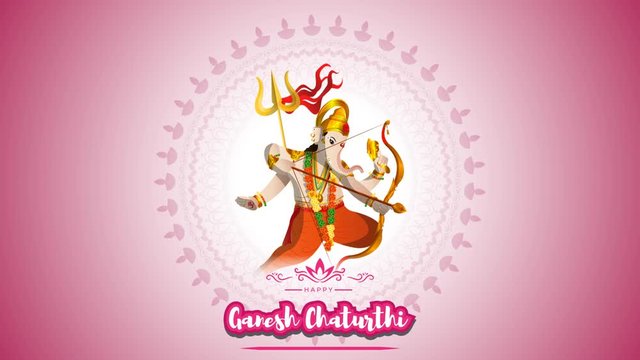 VECTOR ILLUSTRATION FOR INDIAN LORD GANESHA FESTIVAL HAPPY GANESHA CHATURTHI MEANS "HAPPY GANESH CHATURTHI".  