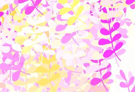 Light Pink, Yellow vector natural artwork with leaves. © smaria2015