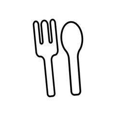 Restaurant symbol, spoon and fork line icon. Design template vector