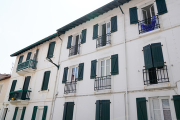 Naklejka premium typical Basque country green shutters house in france and spain