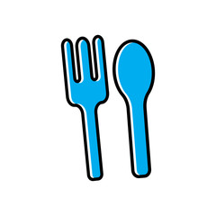Restaurant symbol, spoon and fork flat icon. Design template vector