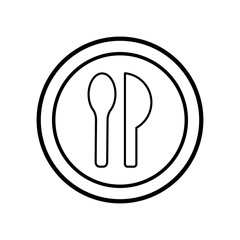 Restaurant symbol, spoon and knife line icon. Design template vector
