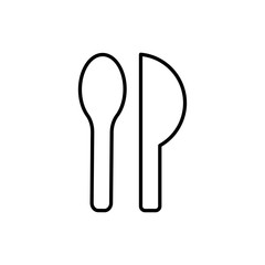 Restaurant symbol, spoon and knife line icon. Design template vector