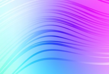 Light Pink, Blue vector pattern with curved lines.