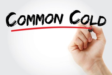 Common cold text with marker, medical concept background