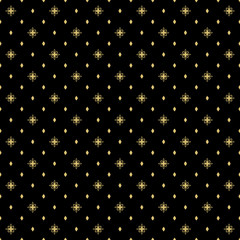 Floral vector black and golden ornament. Seamless abstract classic background with flowers. Pattern with repeating floral elements. Ornament for fabric, wallpaper and packaging