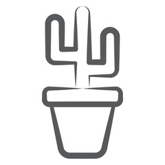 
Cactus potted plant doodle icon, indoor decoration accessory  
