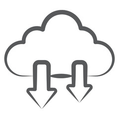
Downward arrows with cloud showing cloud downloading icon
