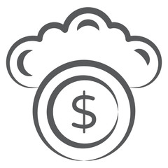 
Dollar with cloud, concept of cloud earning icon
