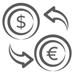 
Currency exchange icon in doodle line design
