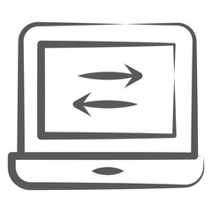 
Reversible arrows inside laptop depicting data transfer icon
