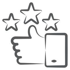 
Thumbs up with stars, doodle design of feedback icon
