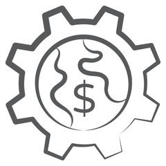 
Dollar inside gear wheel showing financial management icon
