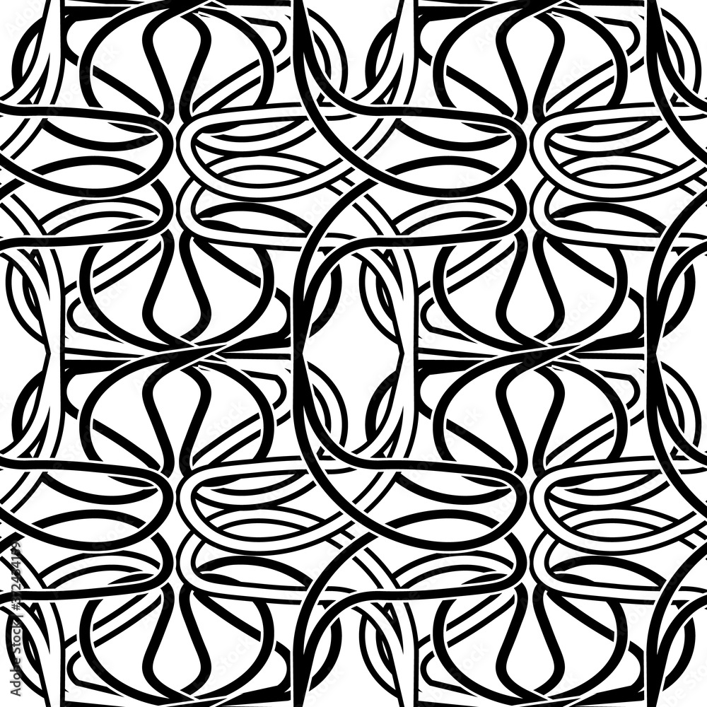 Wall mural abstract seamless pattern with black and white tracery