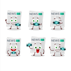 Fototapeta premium Photographer profession emoticon with medical payment cartoon character