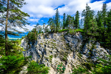 landscape at the huettlebachklamm canyon near kruen - bavaria