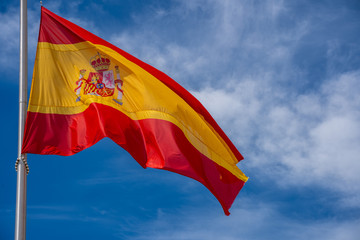 Spanish flag waving with copy space