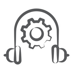 
Headphones with gear, doodle design of service management icon
