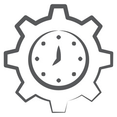 
Doodle design of clock inside cog wheel, icon of time management 
