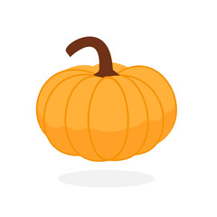 Cute cartoon pumpkin icon isolated on white background vector. Halloween, thanksgiving symbol. Flat design.