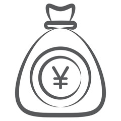 Obraz premium Yuan sack icon in hand draw editable style 
