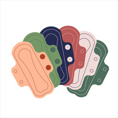 Hygiene product for women. Eco friendly periods alternatives concept. Reusable pad in vector flat style.
