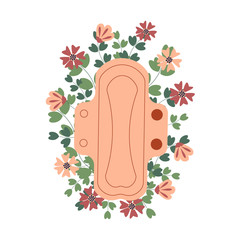 Hygiene product for women. Eco friendly periods alternatives concept. Reusable pad in vector flat style.