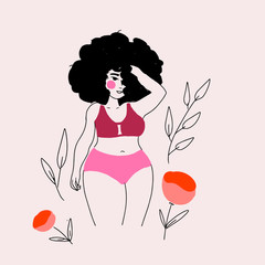 girl in swimsuit with a bouquet of flowers