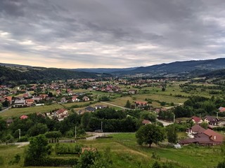 Sovata, Romania -  2020  Transylvania,Panoramic view  from  
Belvedere  tower