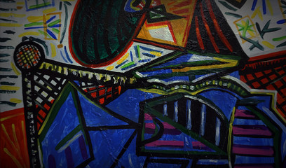 Art Painting Abstract Triangle Curve Square background From Thailand 