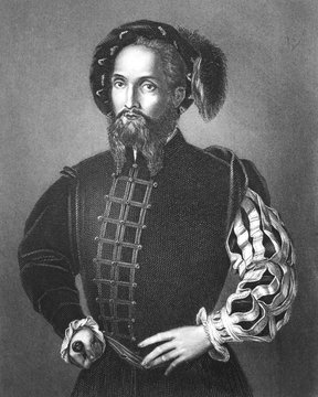 Caesar Borgia, painting by Raphael Santi in the old book in the old book Rembrandt by Knuckfus, S. Peterburg, 1890 by A. Andreieva, St. Petersburg, 1878