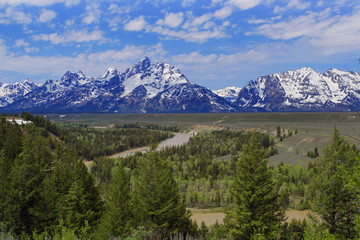 Fototapeta na wymiar Grand Teton Mountain range from the Snake river overlook, Wyoming, USA